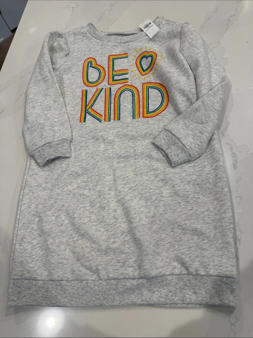 Old Navy “Be Kind” rainbow gray sweatshirt dress 5T NWT